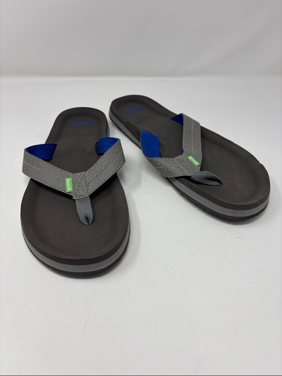 Sanuk Other - Sanuk | 12 Gray and Black Flip Flop Sandals with Blue Accents